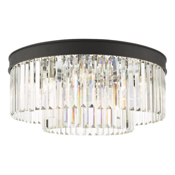 Celeus, moderne taklampe i koksgrått metall og krystall - Bilde 4