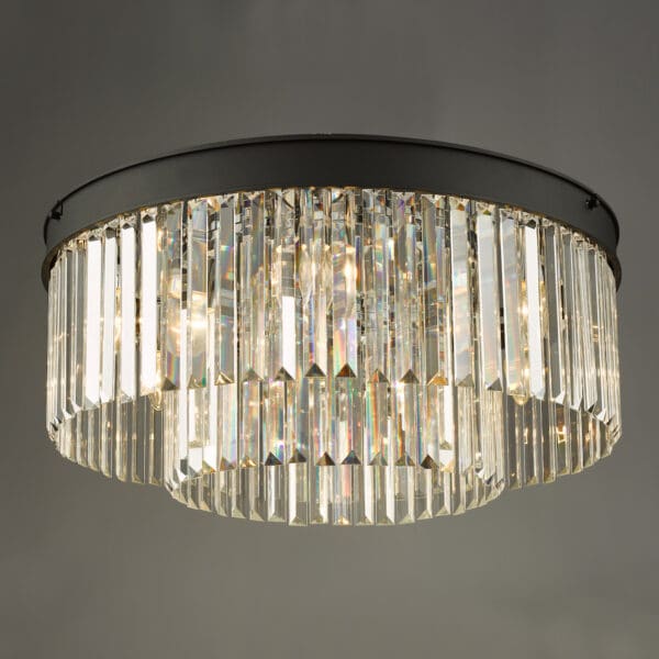 Celeus, moderne taklampe i koksgrått metall og krystall - Bilde 3