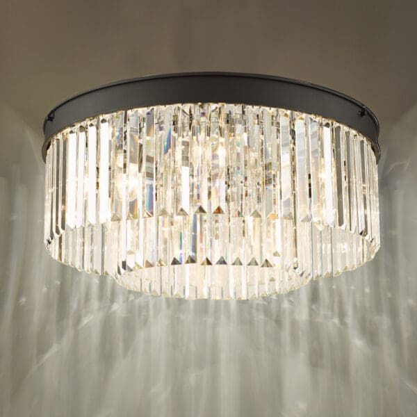 Celeus, moderne taklampe i koksgrått metall og krystall - Bilde 2