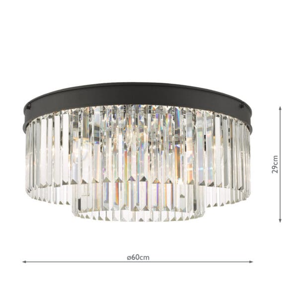 Celeus, moderne taklampe i koksgrått metall og krystall - Bilde 8