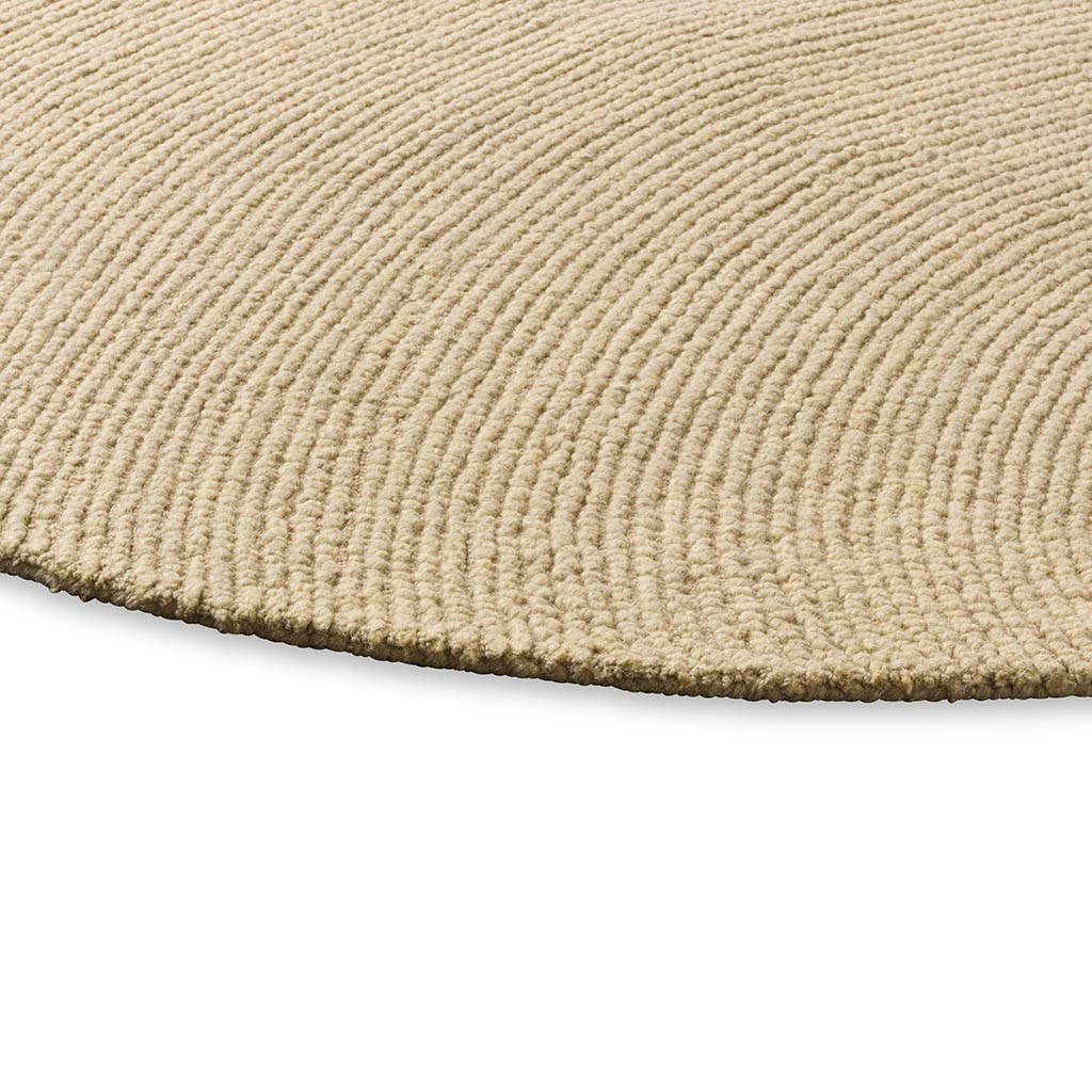Decor Echo, håndtuftet rundt gulvteppe i sandfarget ull - Bilde 5