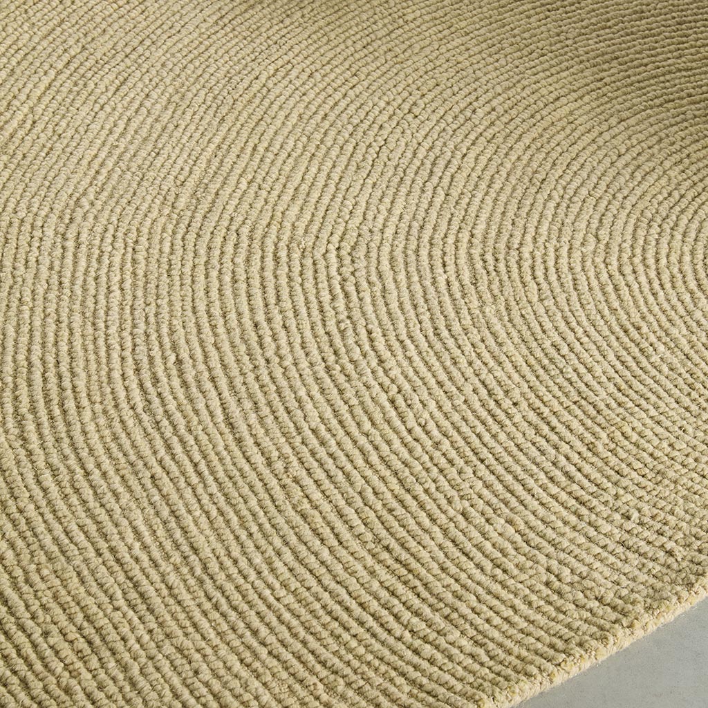 Decor Echo, håndtuftet rundt gulvteppe i sandfarget ull - Bilde 2