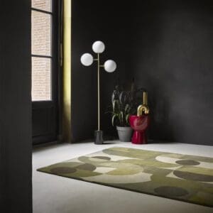 Decor Cosmo, håndtuftet  gulvteppe med geometrisk mønster i grønt