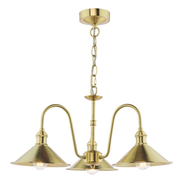 Hadano, taklampe messing, med tre skjermer i antikk messing - Bilde 2