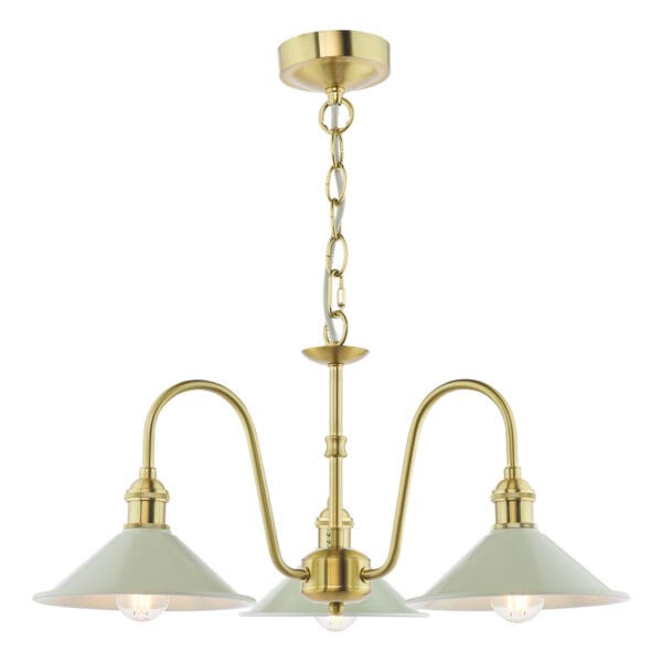 Hadano, taklampe messing, med tre beige metallskjermer - Bilde 2