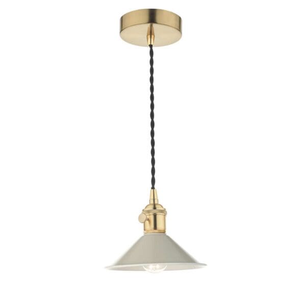Hadano, pendellampe i messing med beige metallskjerm - Bilde 2