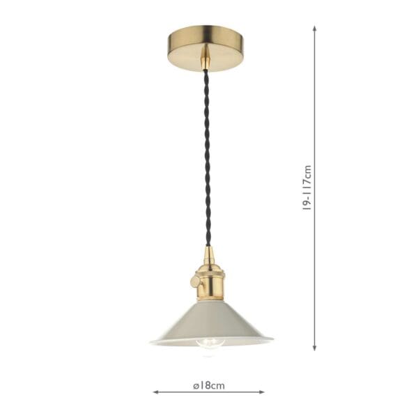 Hadano, pendellampe i messing med beige metallskjerm - Bilde 3