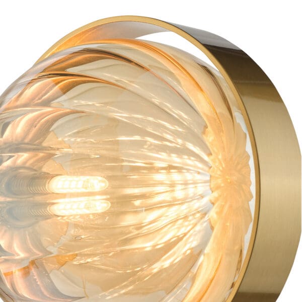 Ophira, moderne vegglampe i antikk gull og ravfarget glass - Bilde 3