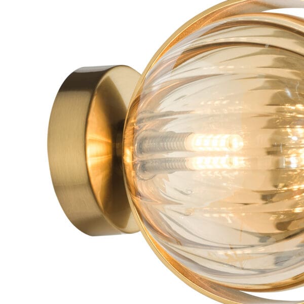 Ophira, moderne vegglampe i antikk gull og ravfarget glass - Bilde 4