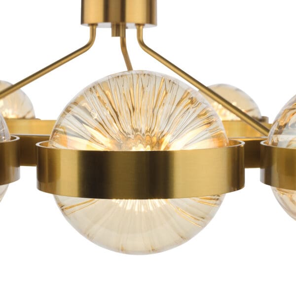 Ophira, moderne 12 armet lysekrone i antikk gull og ravfarget glass - Bilde 8