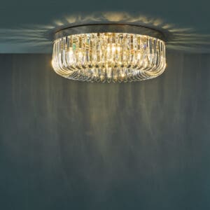 Sigourney, moderne, luksuriøs taklampe i krom og krystall