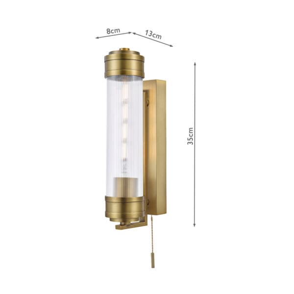 Tommaso, baderomslampe i antikk bronse og ribbet glass (IP44 - Bilde 4