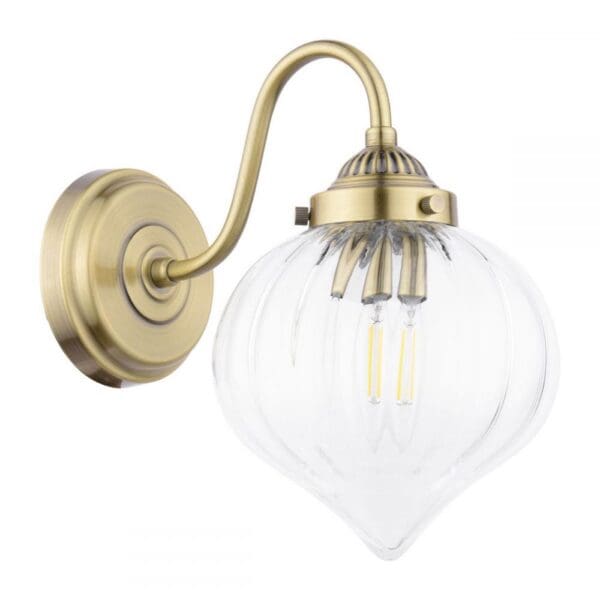 Whitham,  vegglampe i glass og antikk messing - Bilde 2