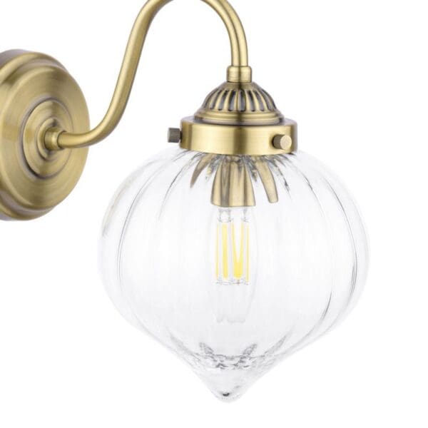Whitham,  vegglampe i glass og antikk messing - Bilde 3