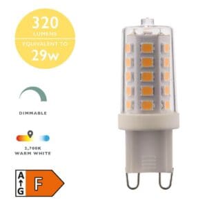 Dimbar lyspære G9 3,5W, 320Lumene 2700k varmhvit