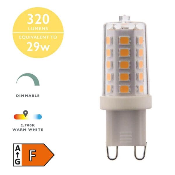 Dimbar lyspære G9 3,5W, 320Lumene 2700k varmhvit