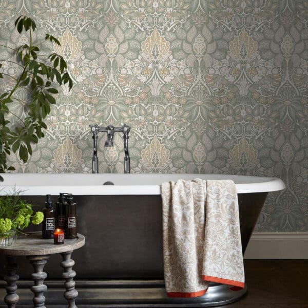 William Morris At Home, Dove & Rose Spring Garden tapet med duer i greige