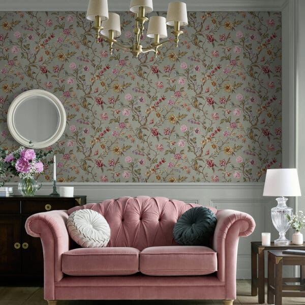 Lingmell Trail, romantisk blomstrete tapet i grønt