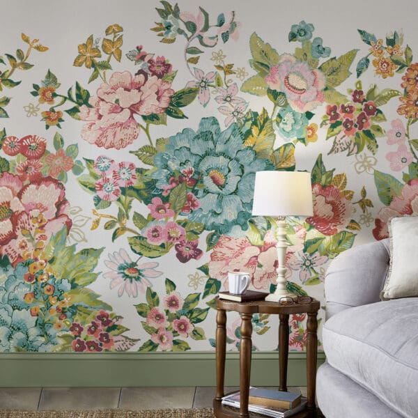 Lavington Mural "tapetmaleri" fargerike blomster fra Laura Ashley