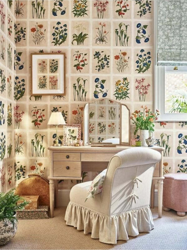 Pershore Postcards, tapet med blomsterillustrasjoner