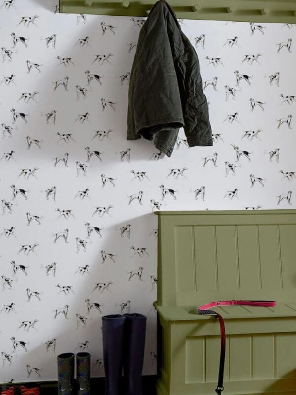 Sketchy Dogs, tapet med lekne hunder i sort