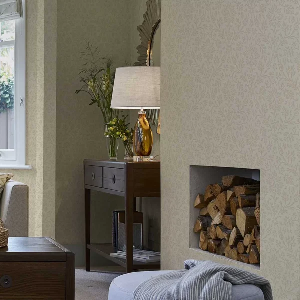 Annecy, klassisk damaskmønstret tapet i beige/linen
